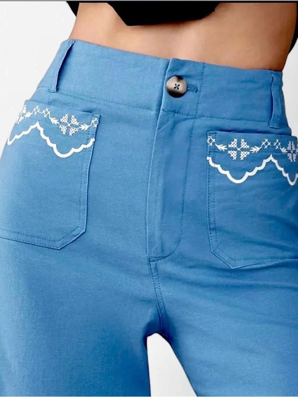 NWT Anthropologie Maeve The Colette Full-Length Embroidered Pants - 30 - Picture 4 of 7